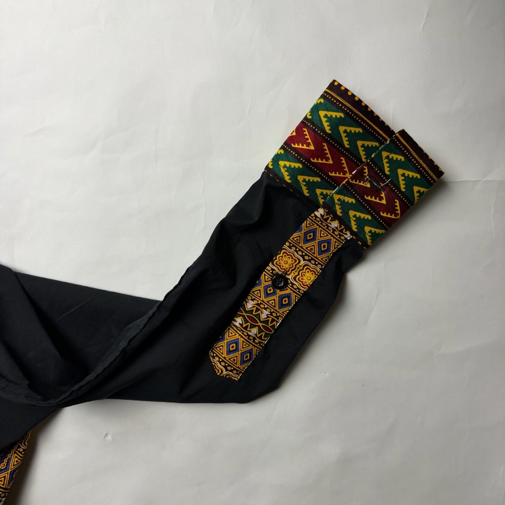 Men's Black Multicolor Patterned Patchwork Shirt - image 7